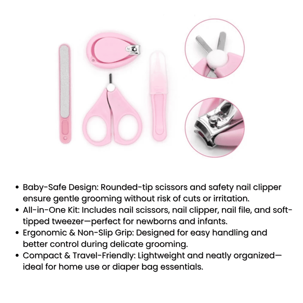 4-Piece Baby Nail Care Set with Scissors, Clippers, File &amp; Case