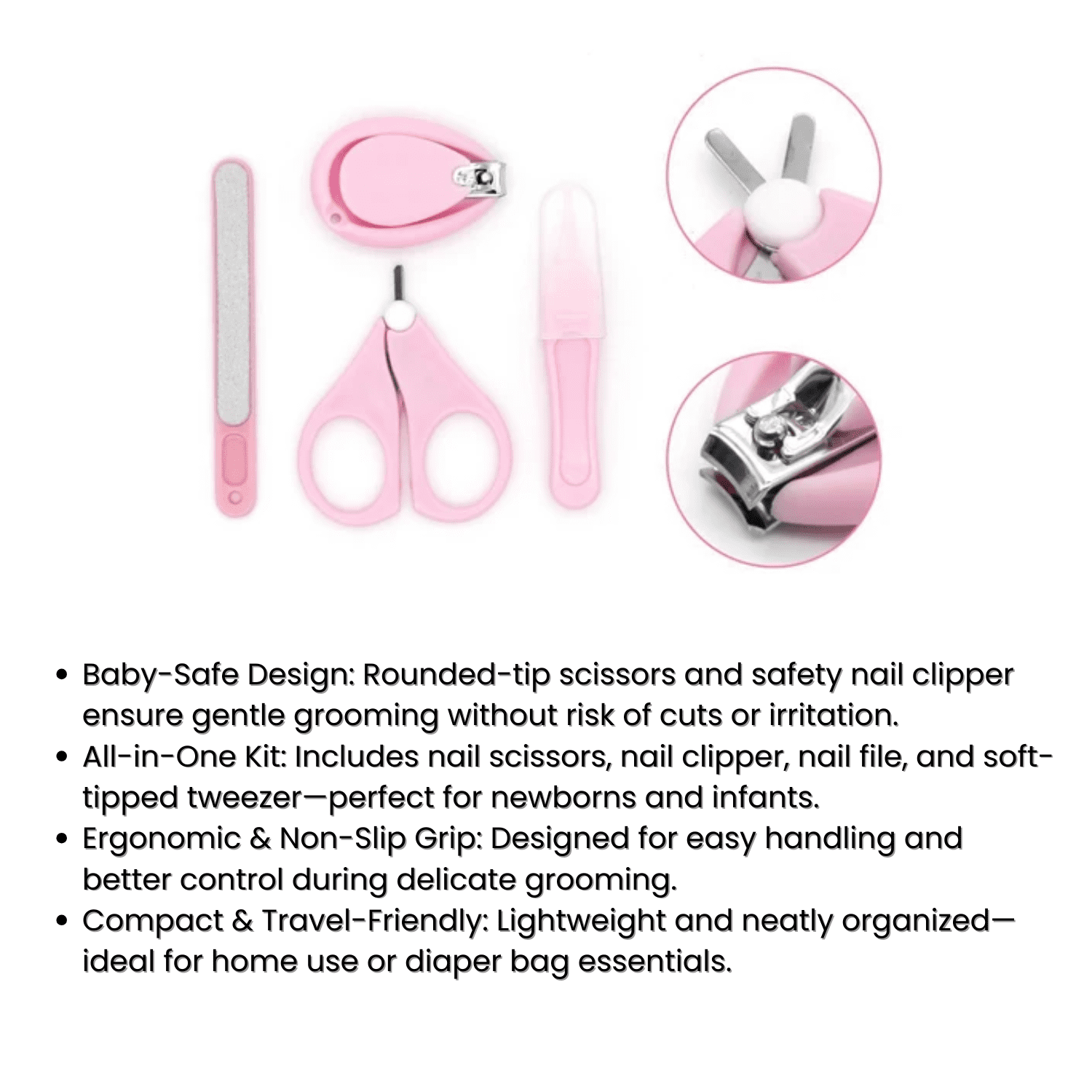 4-Piece Baby Nail Care Set with Scissors, Clippers, File &amp; Case
