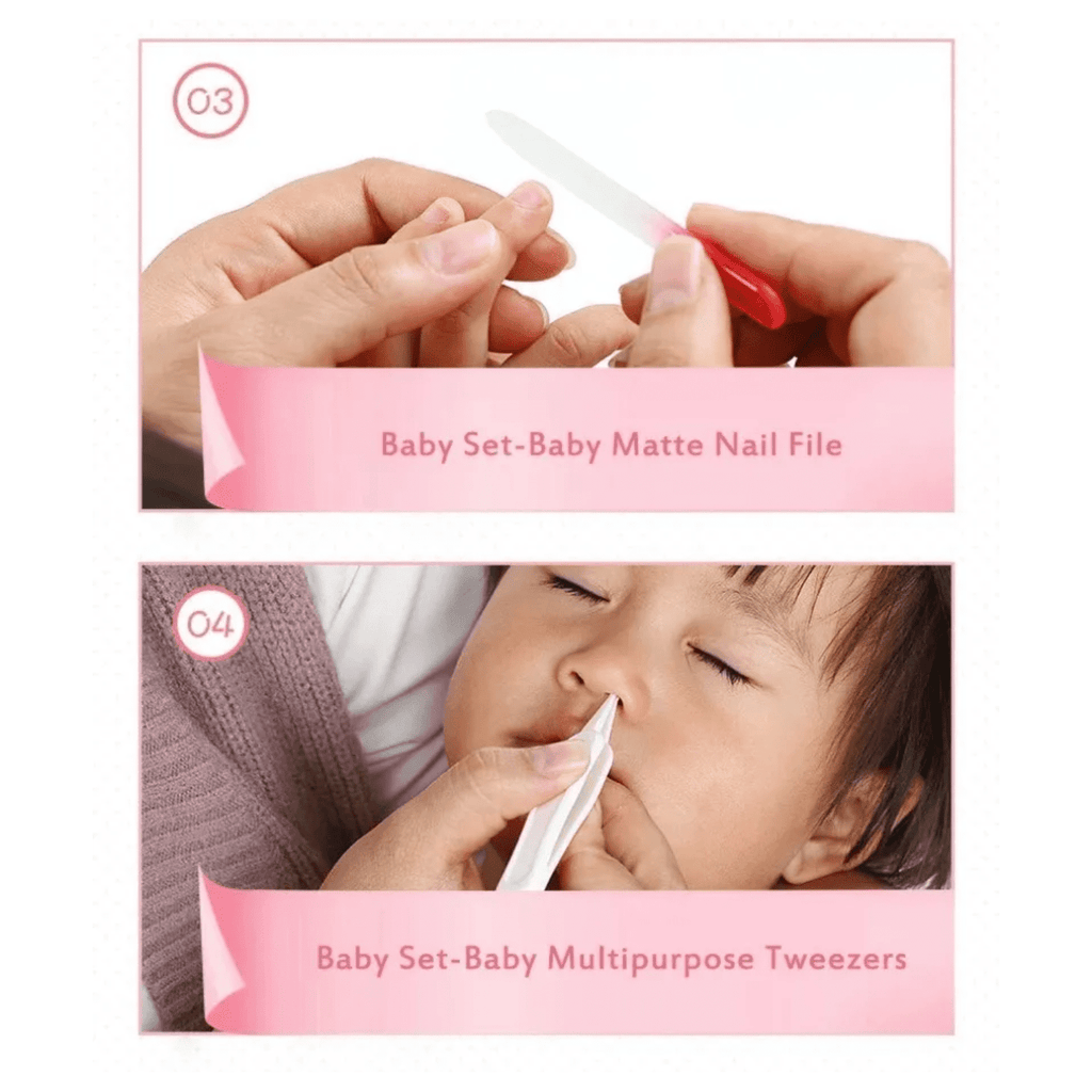 4-Piece Baby Nail Care Set with Scissors, Clippers, File &amp; Case