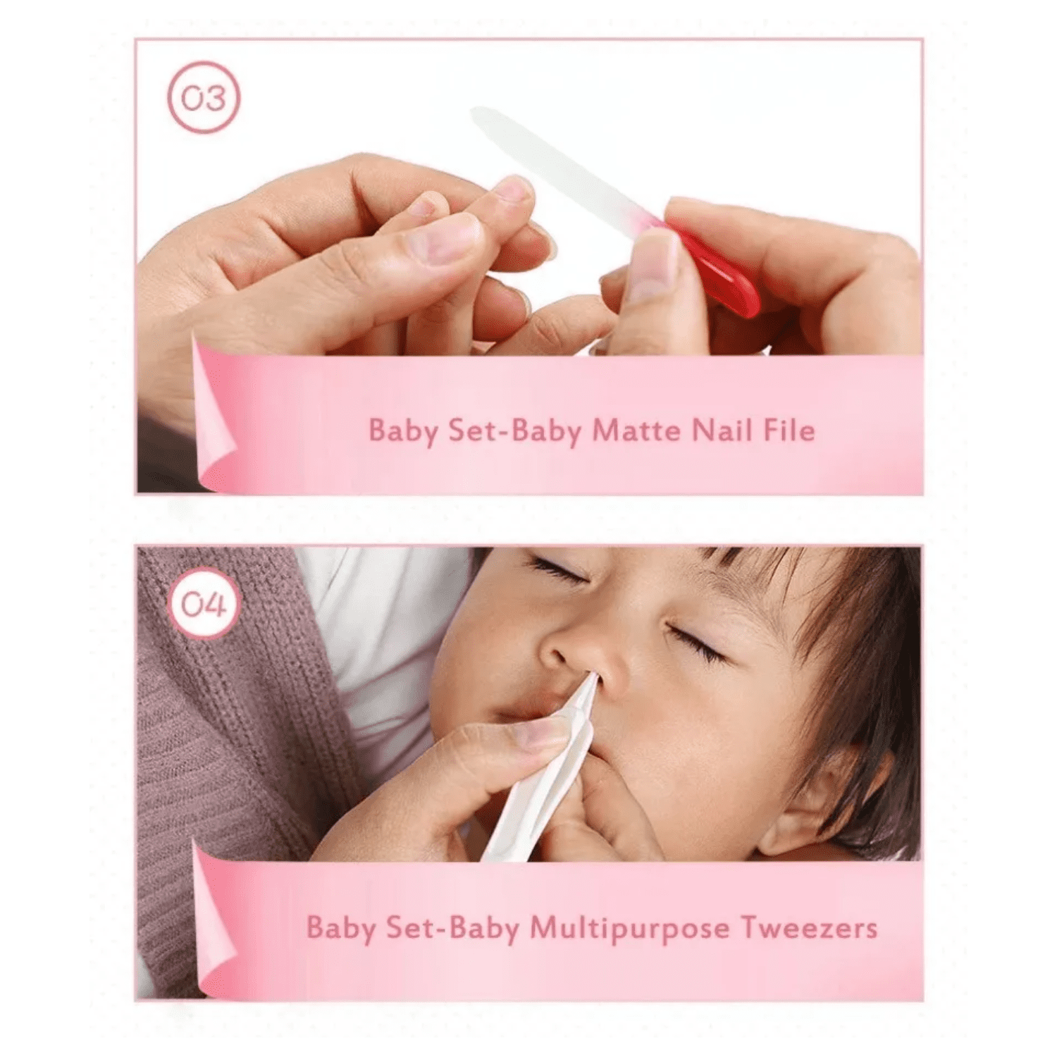 4-Piece Baby Nail Care Set with Scissors, Clippers, File &amp; Case