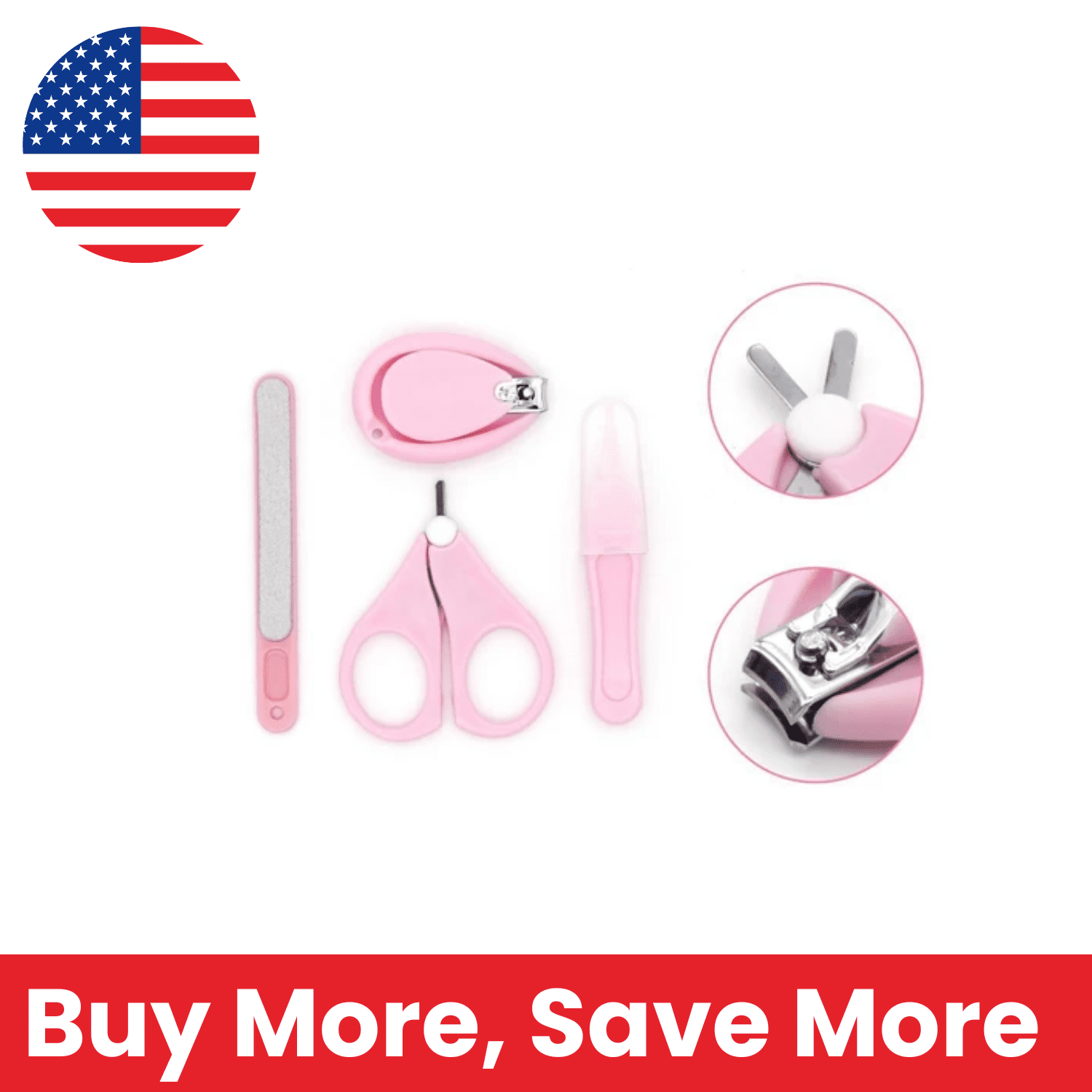 4-Piece Baby Nail Care Set with Scissors, Clippers, File &amp; Case