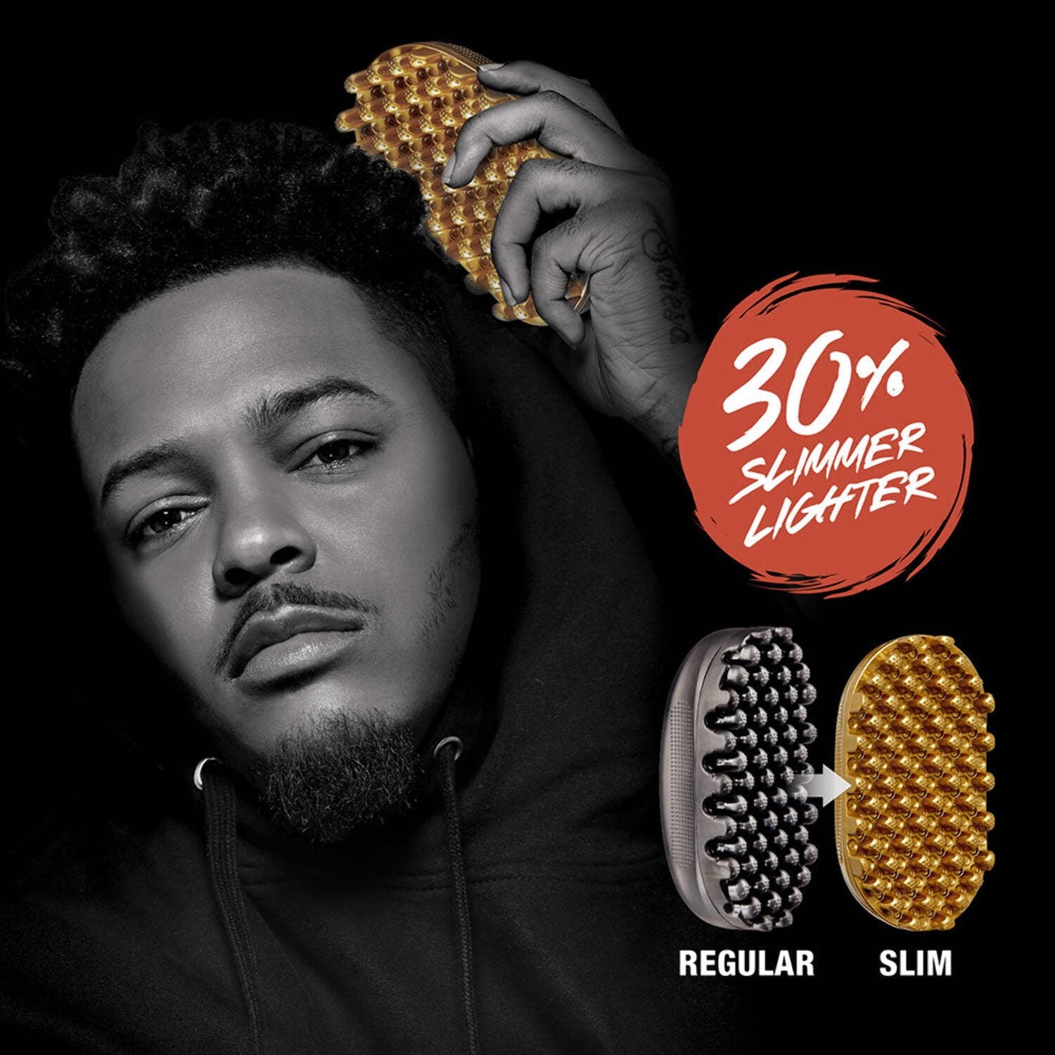 Red by Kiss Bow Wow X Twist King Luxury Twist Styler Washable and Durable Twist Brush for Afro Curl- Slim and Dense (Gold)