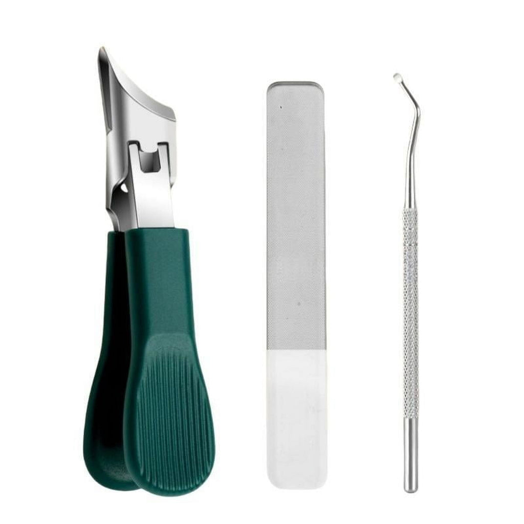 3-Piece Green Eagle Beak Nail Clipper Set – Thick Nail Clipper, Ingrown Toenail Lifter &amp; Nail File | Heavy-Duty Pedicure Kit for Thick &amp; Ingrown Nails, Stainless Steel Grooming Tools for Home