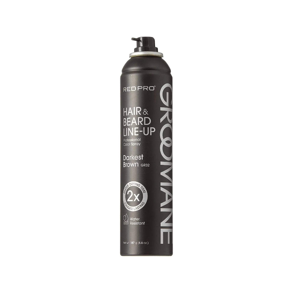 RED Pro GROOMANE Temporary Color Spray for Hair &amp; Beard Line-Up, Barber Grade, Quick-Drying, 2X Longer-Lasting (Up to 20 Washes), Precision Nozzle, No Ammonia, Peroxide (Black, 6.6oz)