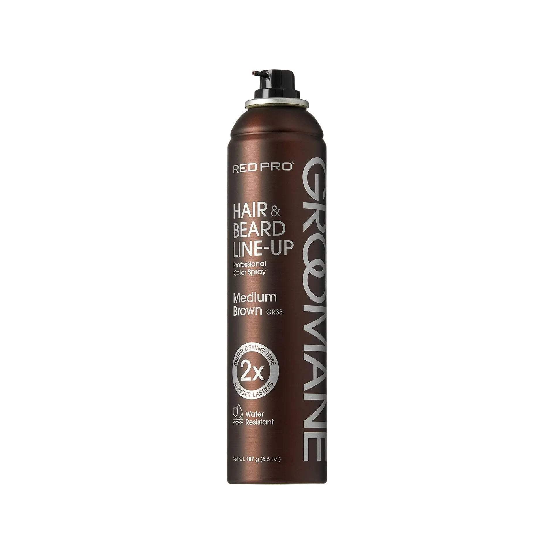 RED Pro GROOMANE Temporary Color Spray for Hair &amp; Beard Line-Up, Barber Grade, Quick-Drying, 2X Longer-Lasting (Up to 20 Washes), Precision Nozzle, No Ammonia, Peroxide (Black, 6.6oz)