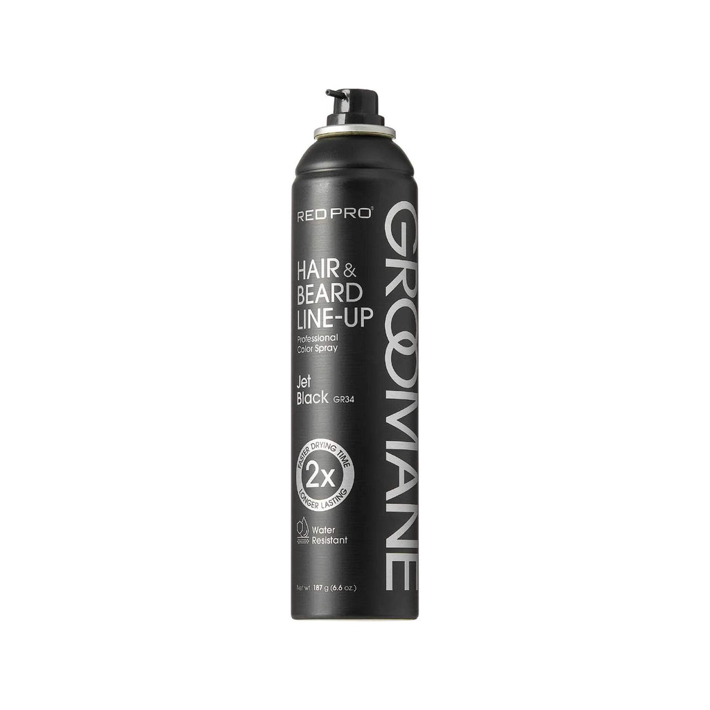 RED Pro GROOMANE Temporary Color Spray for Hair &amp; Beard Line-Up, Barber Grade, Quick-Drying, 2X Longer-Lasting (Up to 20 Washes), Precision Nozzle, No Ammonia, Peroxide (Black, 6.6oz)