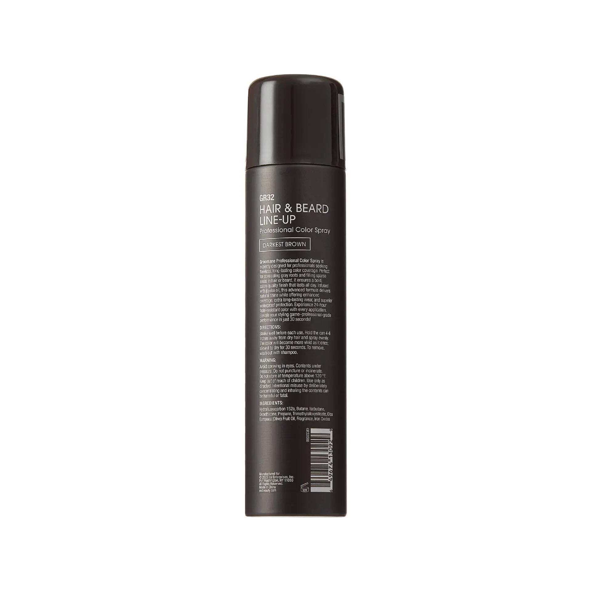 RED Pro GROOMANE Temporary Color Spray for Hair &amp; Beard Line-Up, Barber Grade, Quick-Drying, 2X Longer-Lasting (Up to 20 Washes), Precision Nozzle, No Ammonia, Peroxide (Black, 6.6oz)