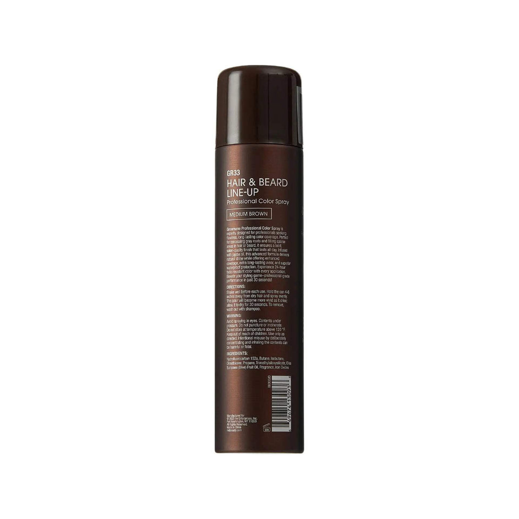 RED Pro GROOMANE Temporary Color Spray for Hair &amp; Beard Line-Up, Barber Grade, Quick-Drying, 2X Longer-Lasting (Up to 20 Washes), Precision Nozzle, No Ammonia, Peroxide (Black, 6.6oz)