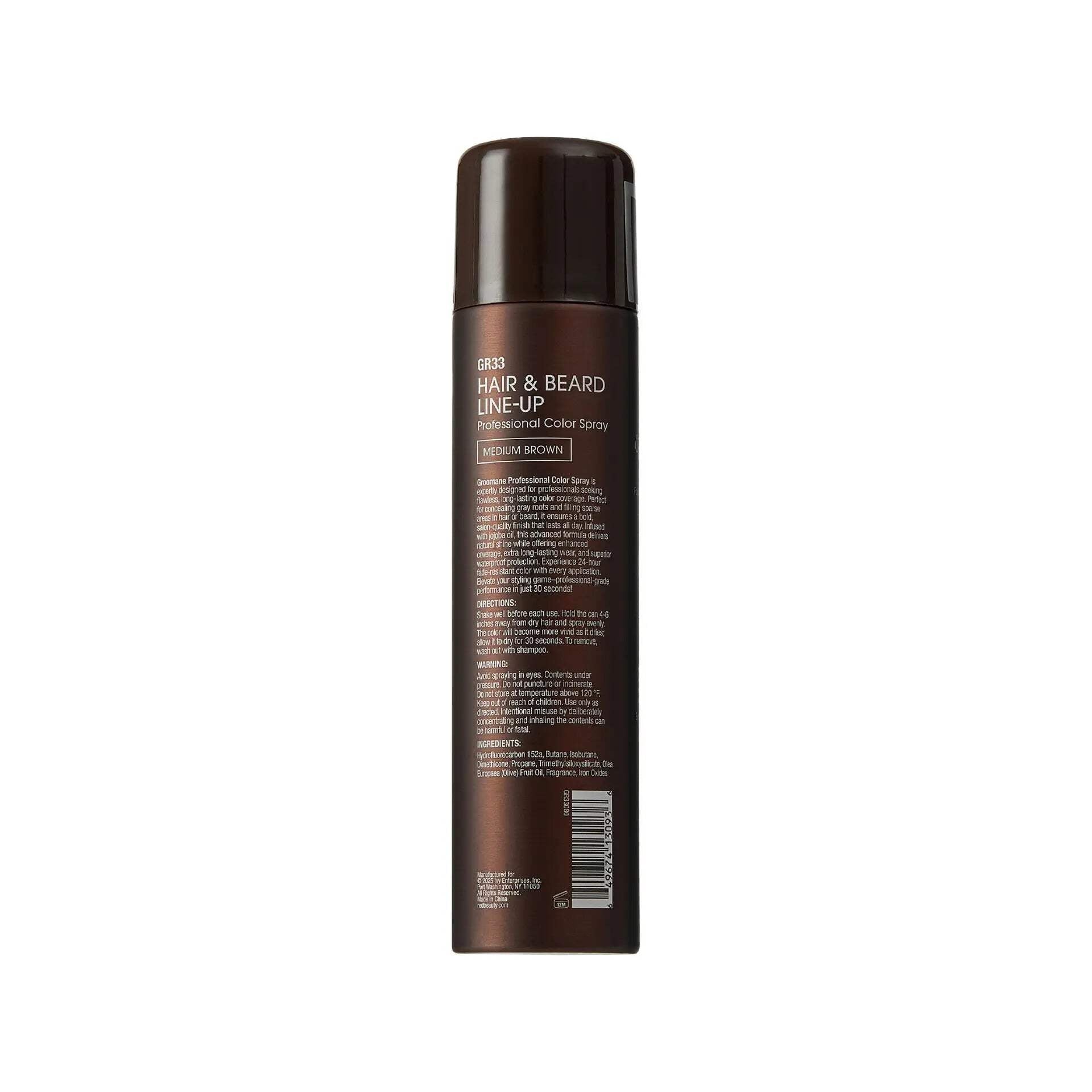RED Pro GROOMANE Temporary Color Spray for Hair &amp; Beard Line-Up, Barber Grade, Quick-Drying, 2X Longer-Lasting (Up to 20 Washes), Precision Nozzle, No Ammonia, Peroxide (Black, 6.6oz)