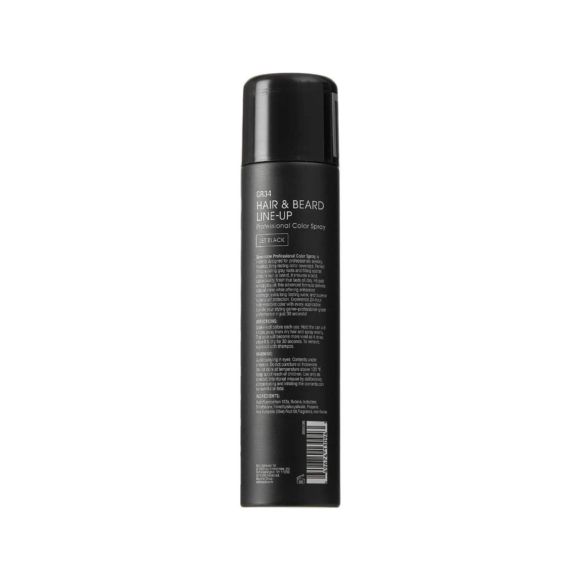 RED Pro GROOMANE Temporary Color Spray for Hair &amp; Beard Line-Up, Barber Grade, Quick-Drying, 2X Longer-Lasting (Up to 20 Washes), Precision Nozzle, No Ammonia, Peroxide (Black, 6.6oz)