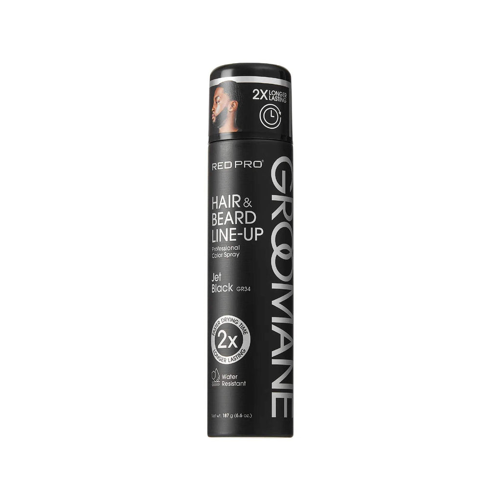 RED Pro GROOMANE Temporary Color Spray for Hair &amp; Beard Line-Up, Barber Grade, Quick-Drying, 2X Longer-Lasting (Up to 20 Washes), Precision Nozzle, No Ammonia, Peroxide (Black, 6.6oz)