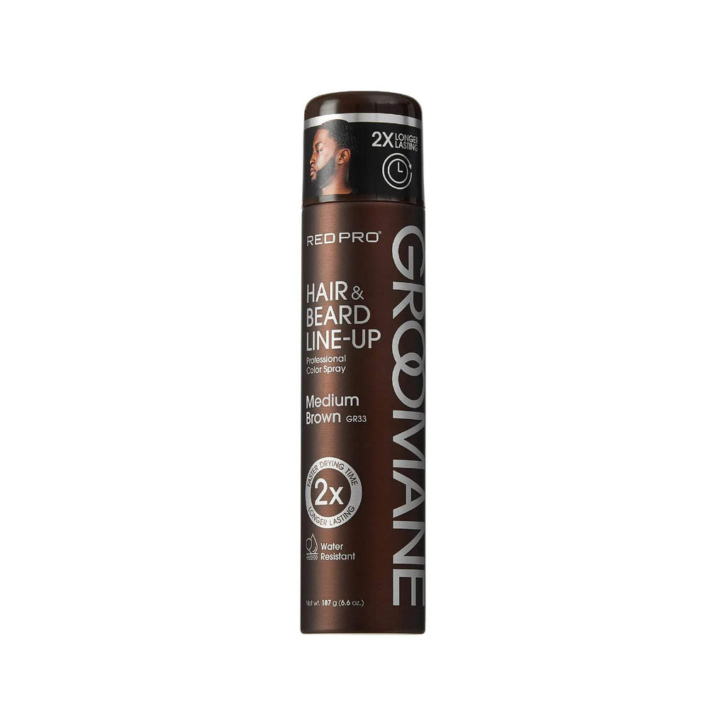 RED Pro GROOMANE Temporary Color Spray for Hair &amp; Beard Line-Up, Barber Grade, Quick-Drying, 2X Longer-Lasting (Up to 20 Washes), Precision Nozzle, No Ammonia, Peroxide (Black, 6.6oz)
