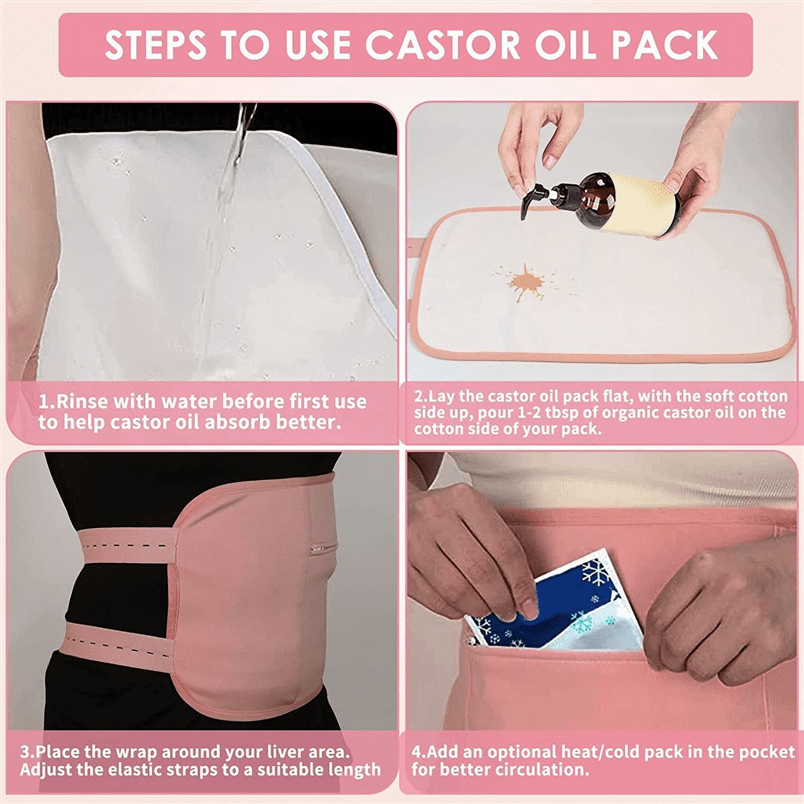Reusable Organic Pack Kit, Adjustable Elastic Strap Bamboo Cotton Machine Washable Anti Oil Leak (Pink)