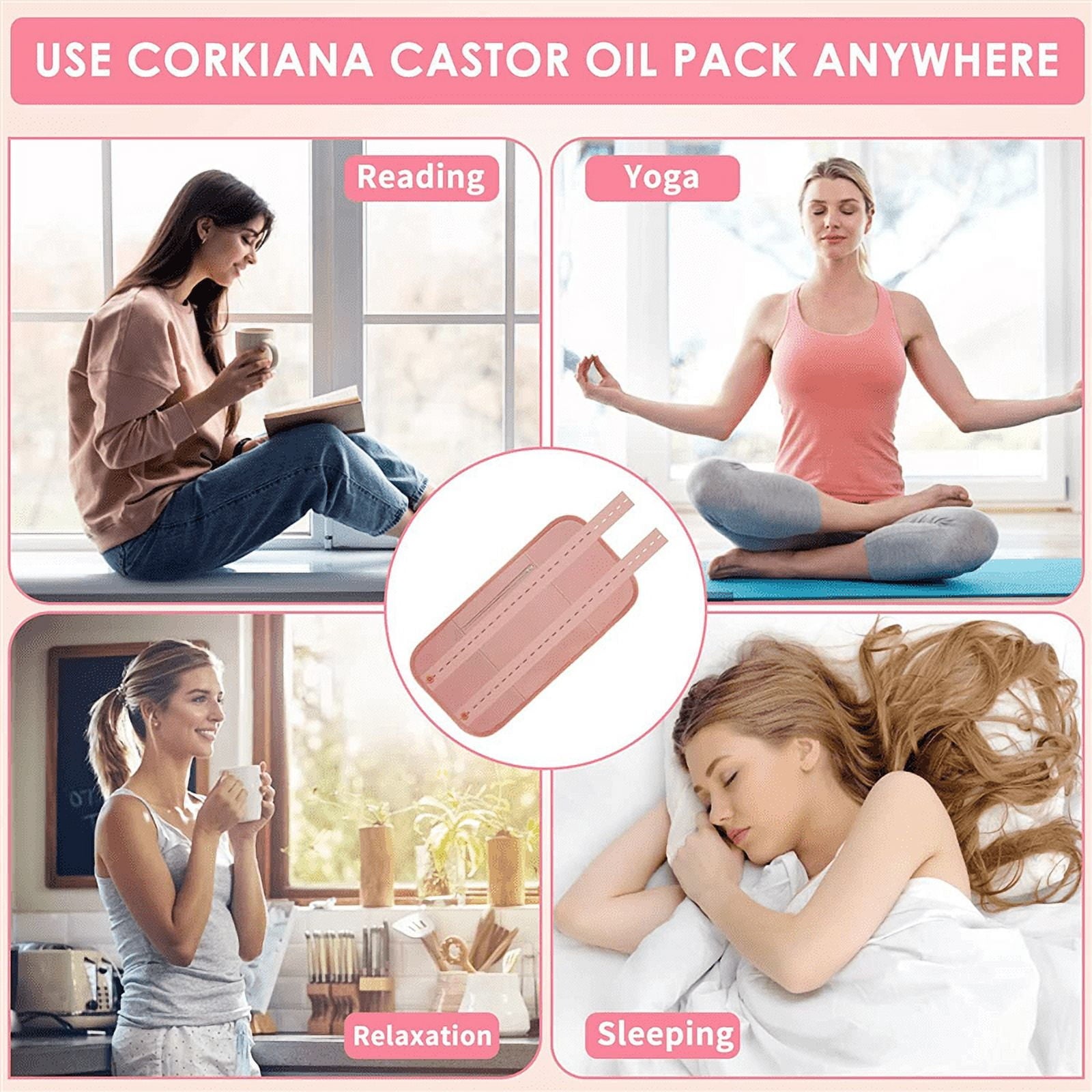 Reusable Organic Pack Kit, Adjustable Elastic Strap Bamboo Cotton Machine Washable Anti Oil Leak (Pink)