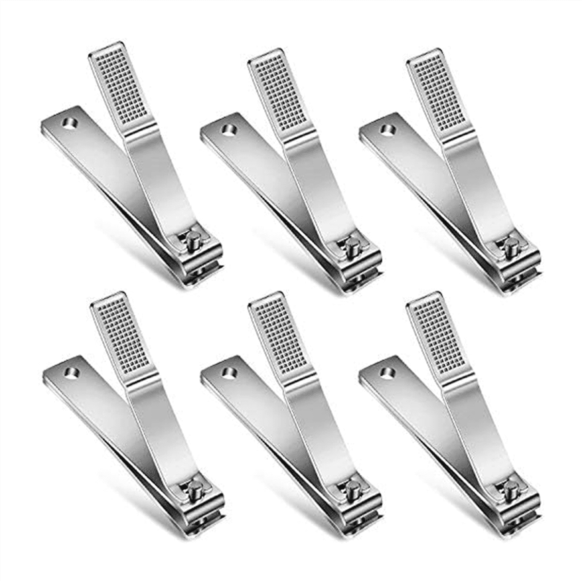 Toenail Clippers Straight Edge Stainless Steel Nail for Men Women Thick Nails, 6PCS