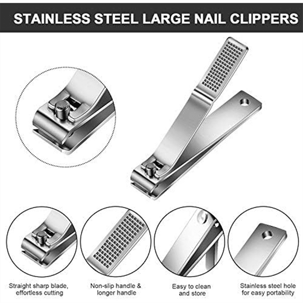 Toenail Clippers Straight Edge Stainless Steel Nail for Men Women Thick Nails, 6PCS