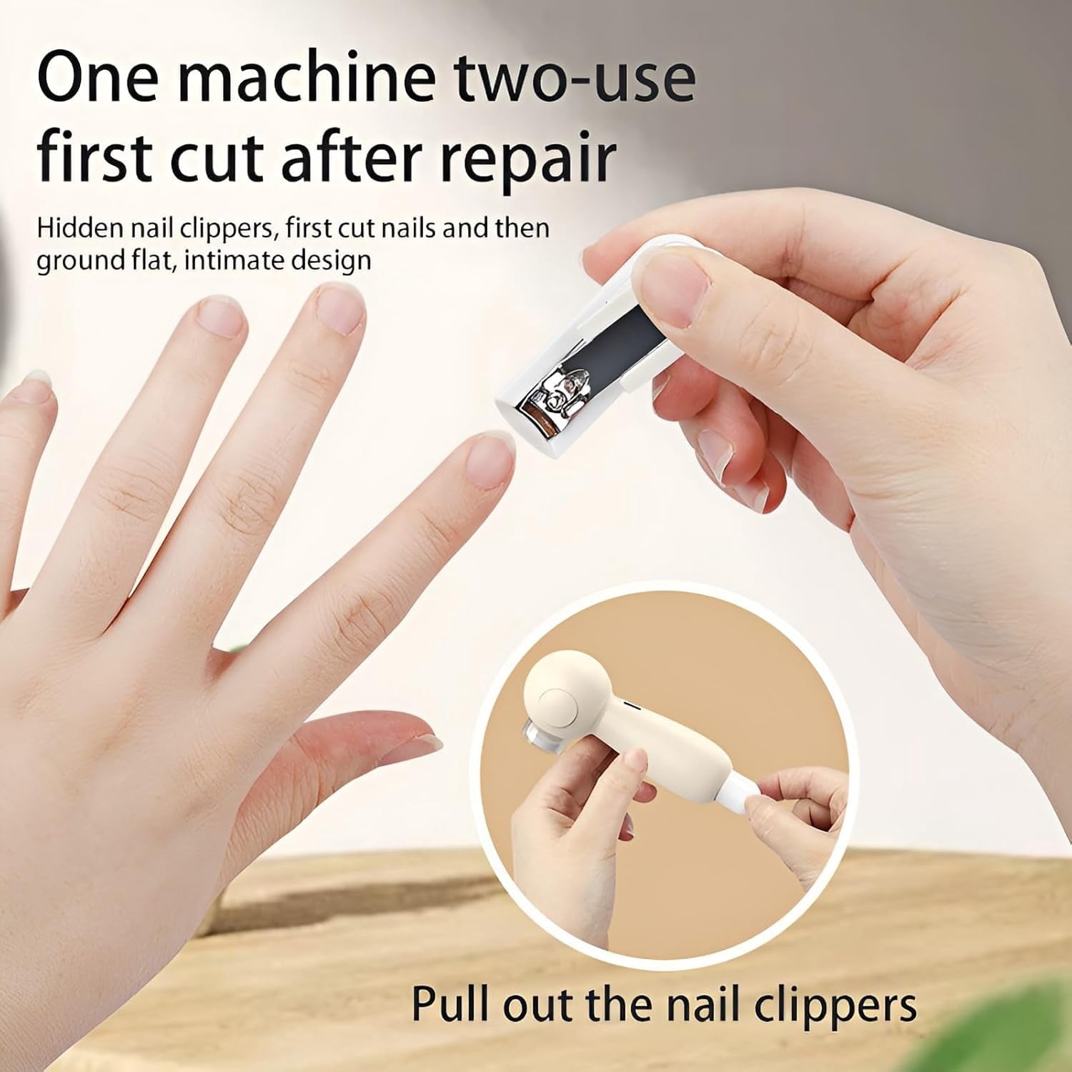 Baby Nail Trimmer Electric Nail File with Hidden Baby Nail Clippers Inside, Safe and Silent Baby Nail File Rechargeable, Nail Kit Set for Baby Nail Care with 6 Buffer Pads, Storage Case and Light