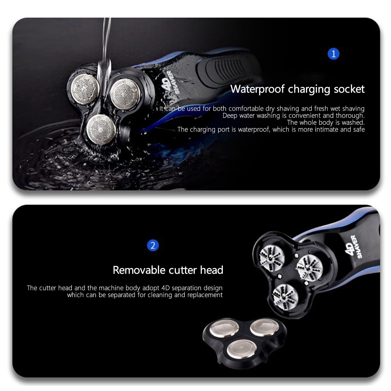 Electric Shaver, Razors Shaver For Men 4 In 1 Grooming Kit Beard Hair Nose Sideburns Trimmers Plus 1 Facial Cleansing Brush Rechargeable Razors