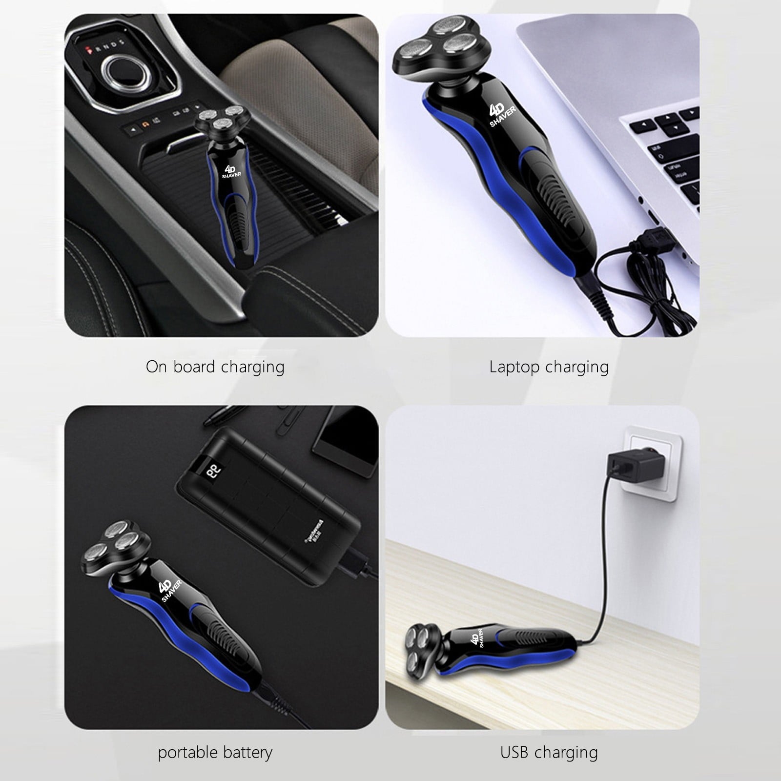 Electric Shaver, Razors Shaver For Men 4 In 1 Grooming Kit Beard Hair Nose Sideburns Trimmers Plus 1 Facial Cleansing Brush Rechargeable Razors