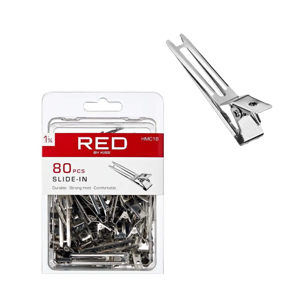 RED by Kiss 80pcs 1.75" Slide-In Hair Clips, Durable Metal Curl Setting Clips for Hairdressing, Sectioning &amp; Retwisting, Rust-Free Hair Pins for Dreads, Dreadlocks, &amp; Twist Styles