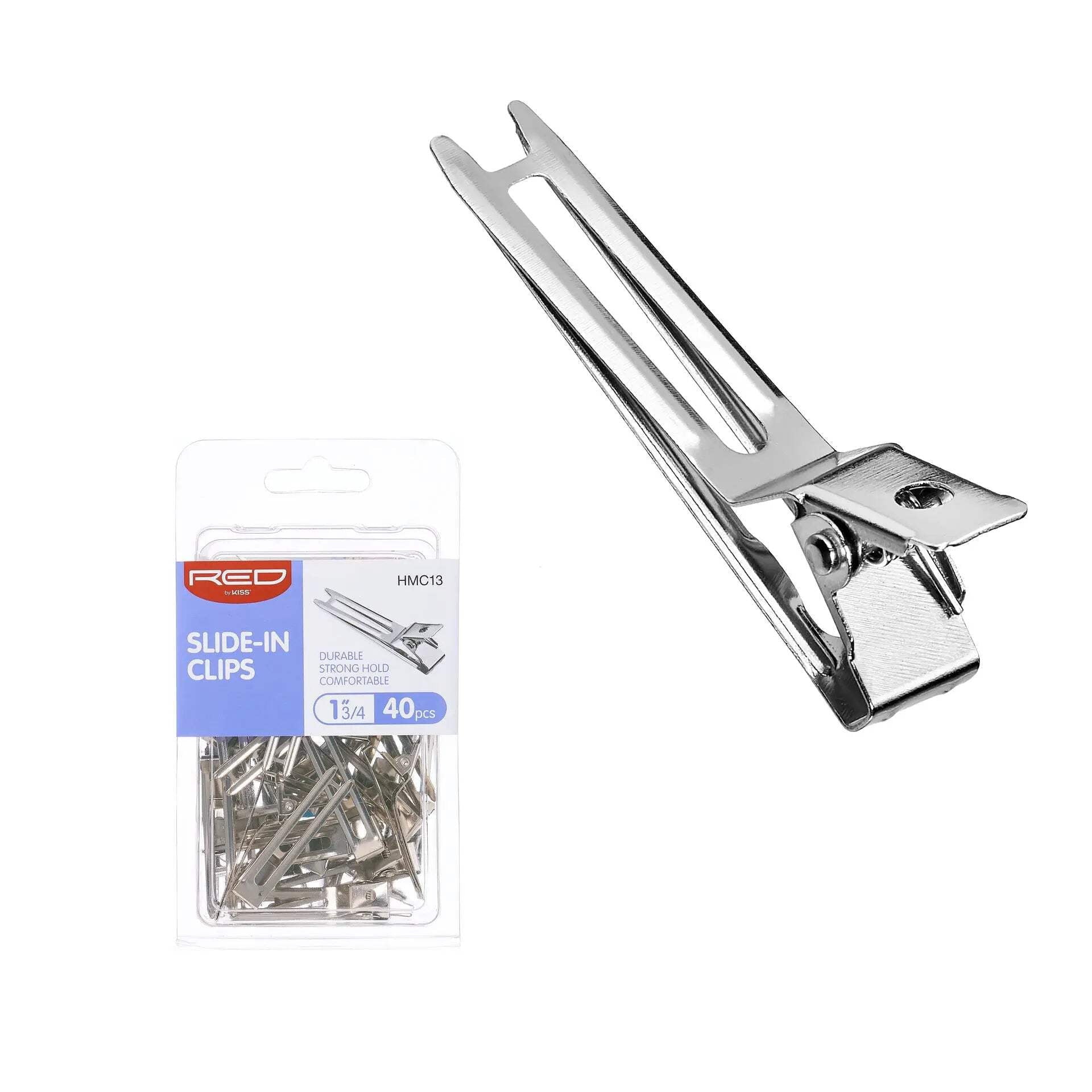 RED by Kiss 80pcs 1.75" Slide-In Hair Clips, Durable Metal Curl Setting Clips for Hairdressing, Sectioning &amp; Retwisting, Rust-Free Hair Pins for Dreads, Dreadlocks, &amp; Twist Styles