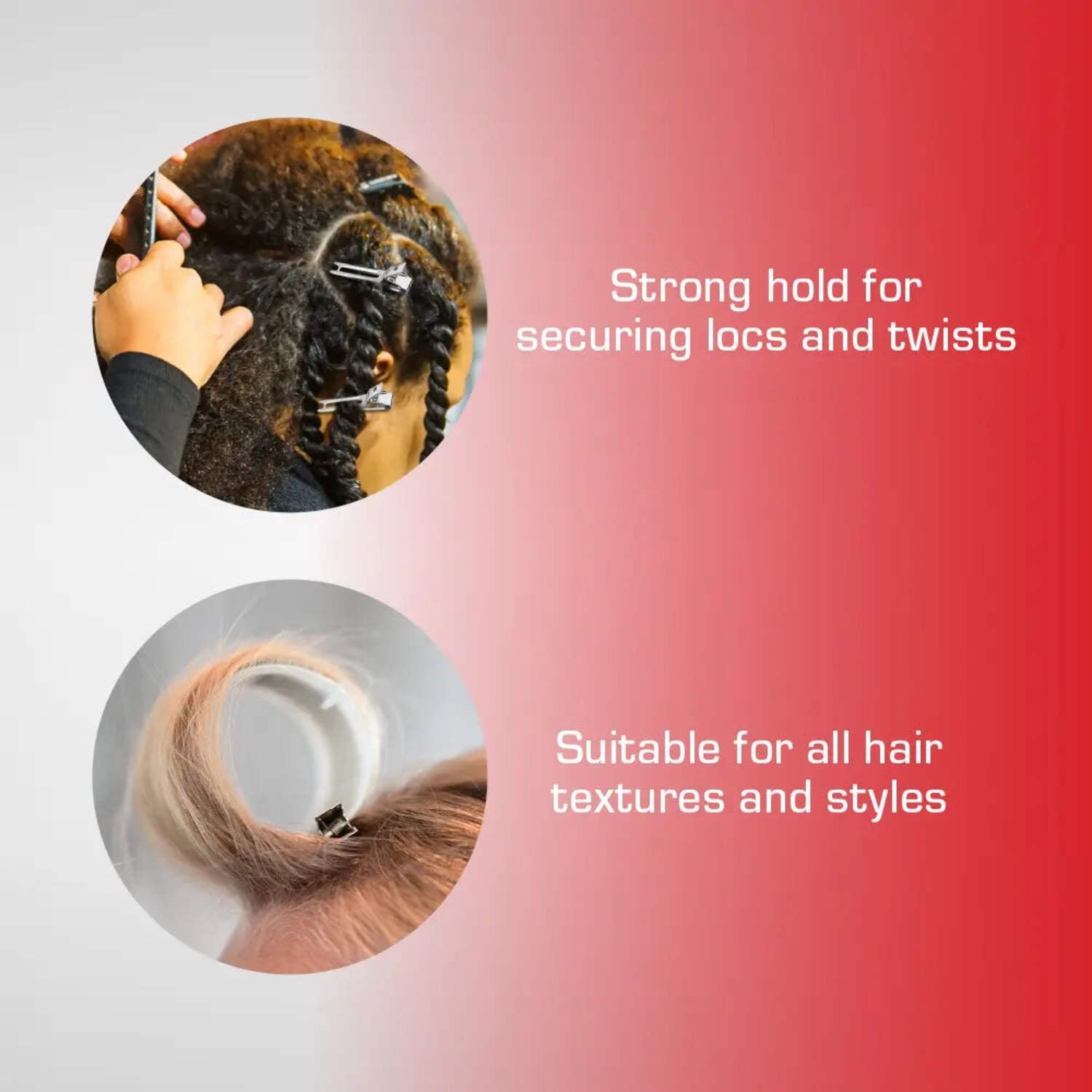 RED by Kiss 80pcs 1.75" Slide-In Hair Clips, Durable Metal Curl Setting Clips for Hairdressing, Sectioning &amp; Retwisting, Rust-Free Hair Pins for Dreads, Dreadlocks, &amp; Twist Styles