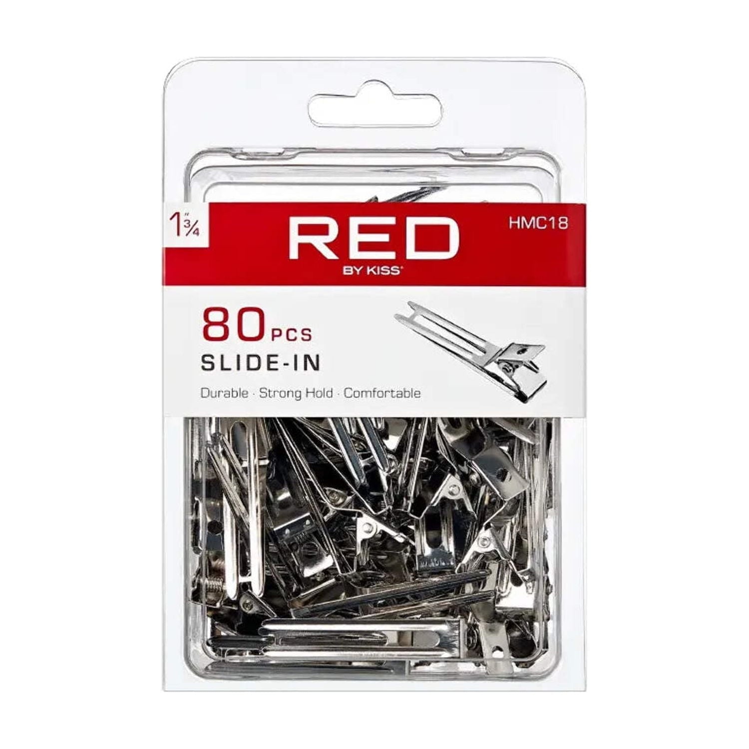 RED by Kiss 80pcs 1.75" Slide-In Hair Clips, Durable Metal Curl Setting Clips for Hairdressing, Sectioning &amp; Retwisting, Rust-Free Hair Pins for Dreads, Dreadlocks, &amp; Twist Styles