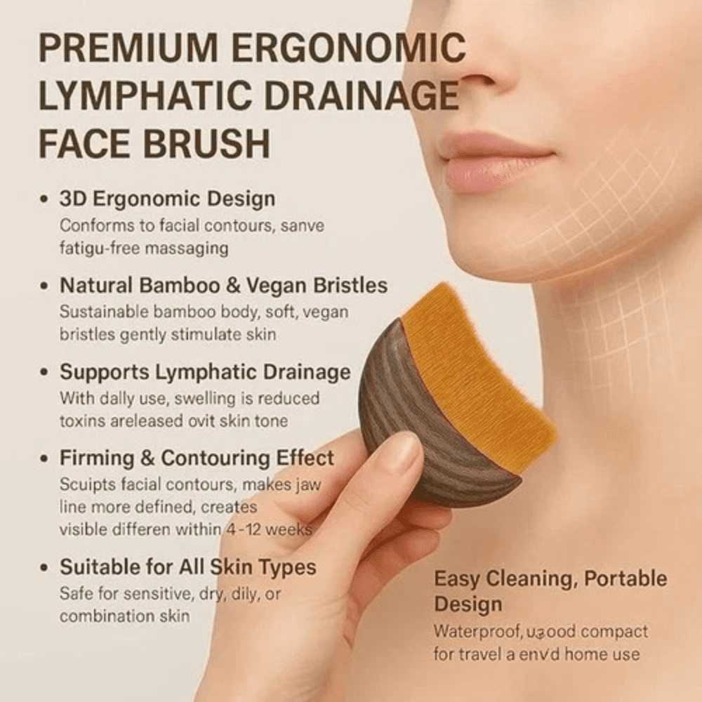 Lymphatic Contour Face BrushFacial Dry BrushLymphatic Drainage Massager, Soft Dry Brushing Beauty Tool For Jawline, Chin Facial Sculpting Designed To Fit Precisely And Relieve Fatigue