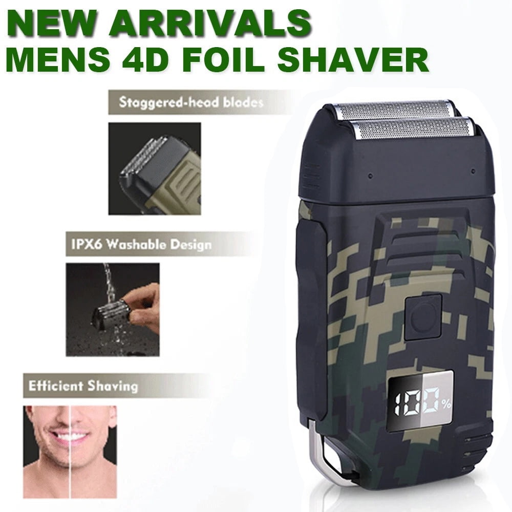 Men's USB Rechargeable Electric Shaver Trimmer Razor for Beard and Hair Shaving (Camouflage)