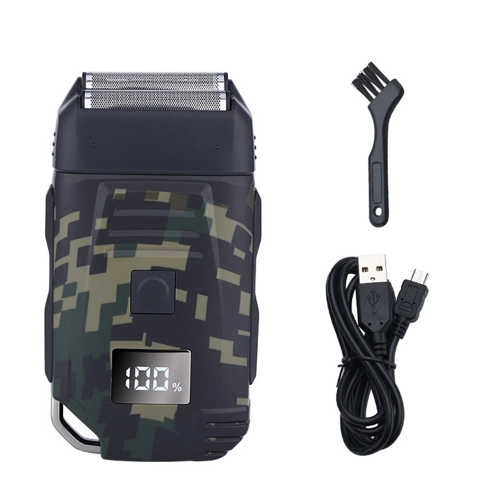 Men's USB Rechargeable Electric Shaver Trimmer Razor for Beard and Hair Shaving (Camouflage)
