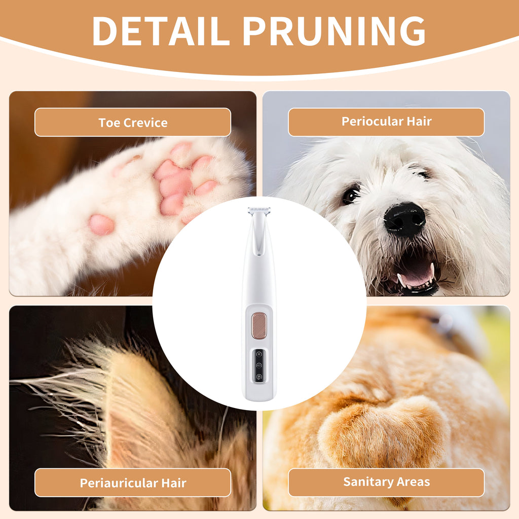 Pet Micro Precision Trimmer, Multifunctional Pet Hair Trimmer Waterproof Rechargeable Shaver with LED Light for Paws Eyes Ears Face Buttocks for Large/Small Dogs and Cats