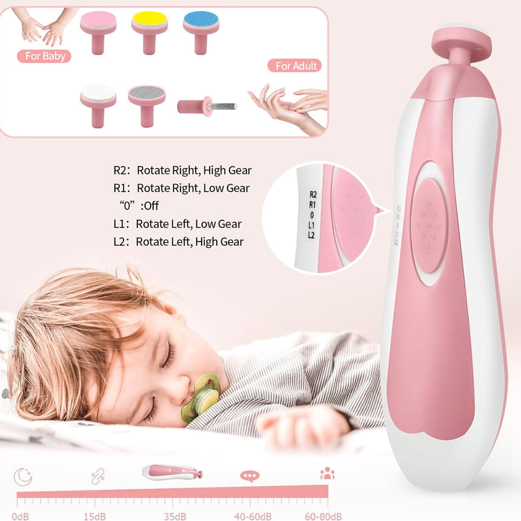 Baby Healthcare and Grooming Kit, 21 in 1 Newborn Nursery Care Set with Electric Safety Nail Trimmer, Newborn Nursery Health Care Set with Hair Brush Comb for Infant Toddlers - Pink