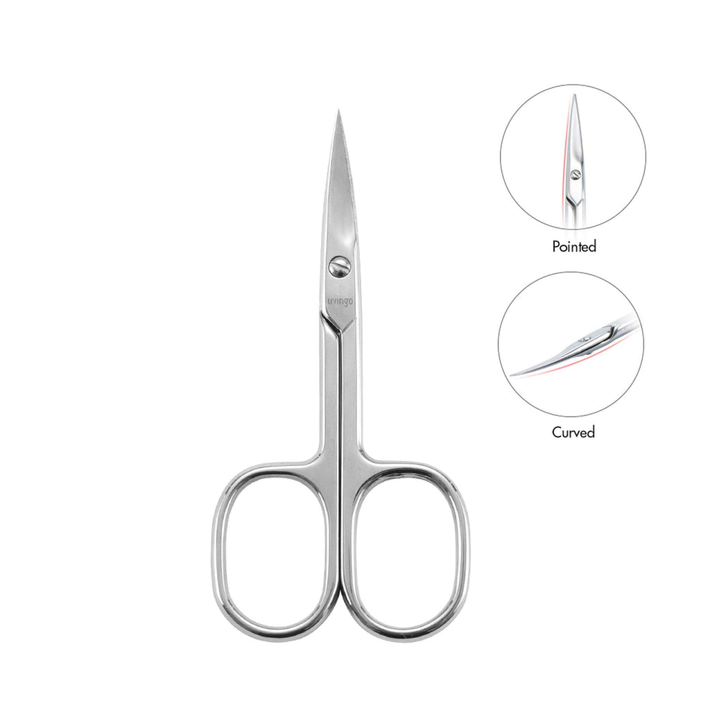 Premium Manicure Scissors Multi-purpose Stainless Steel Cuticle Pedicure Beauty Grooming Kit for Nail, Eyebrow, Eyelash, Dry Skin Curved Blade 3.5 inch