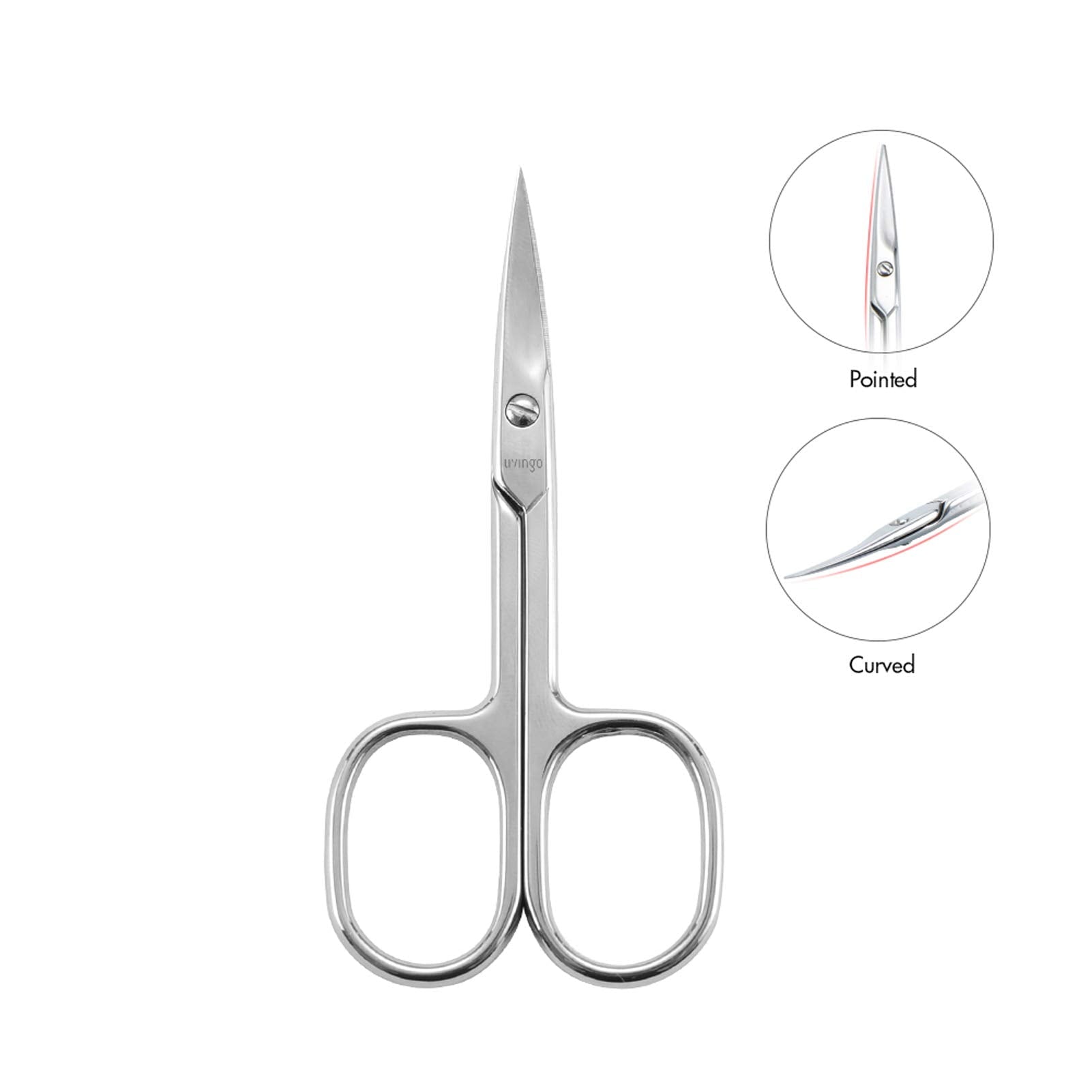 Premium Manicure Scissors Multi-purpose Stainless Steel Cuticle Pedicure Beauty Grooming Kit for Nail, Eyebrow, Eyelash, Dry Skin Curved Blade 3.5 inch