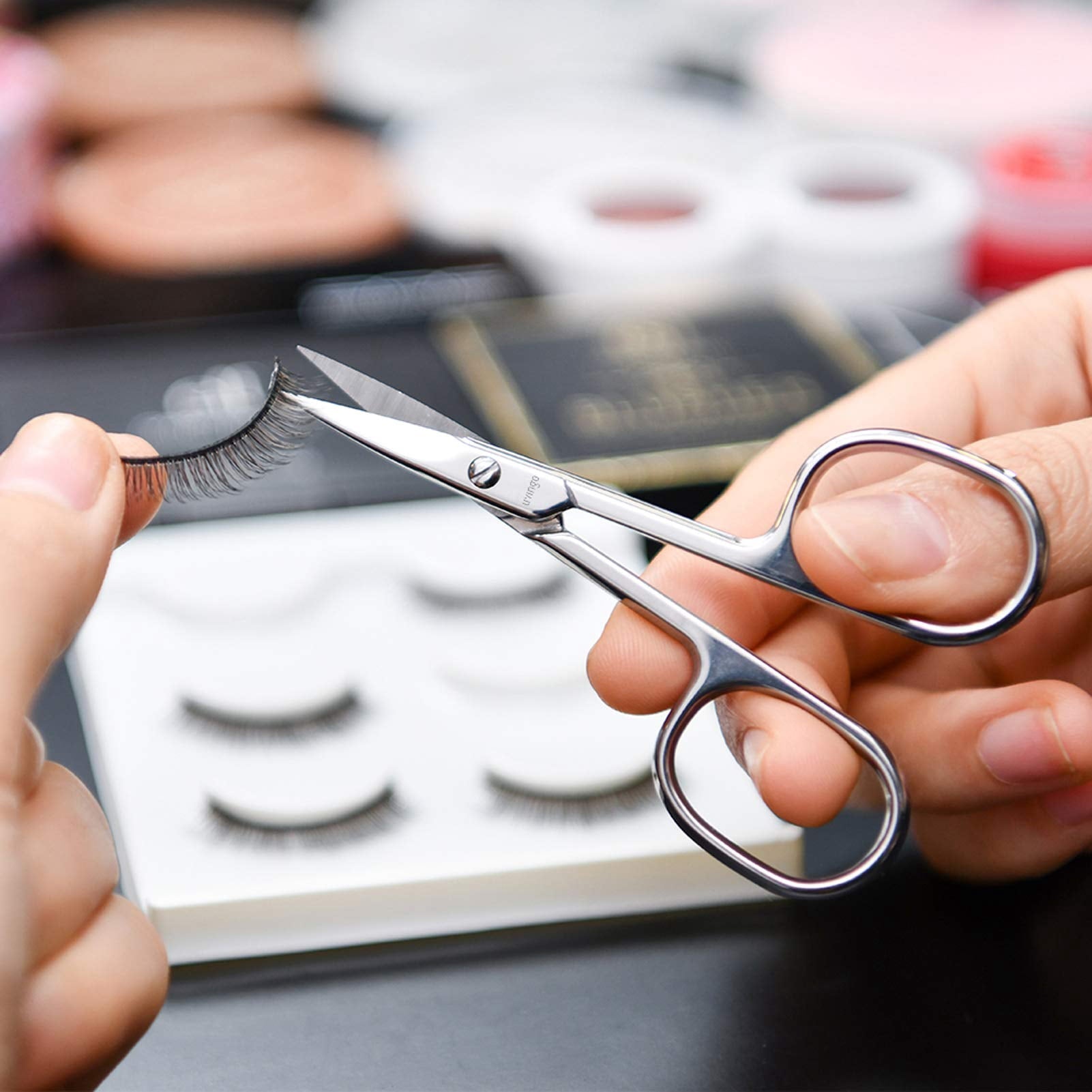 Premium Manicure Scissors Multi-purpose Stainless Steel Cuticle Pedicure Beauty Grooming Kit for Nail, Eyebrow, Eyelash, Dry Skin Curved Blade 3.5 inch