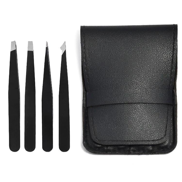 4-Pack Tweezers for Eyebrows, Facial Hair, Ingrown Hair Removal,  for Women and Men, Stainless Steel Precision Eyebrow Plucking Grooming with Case