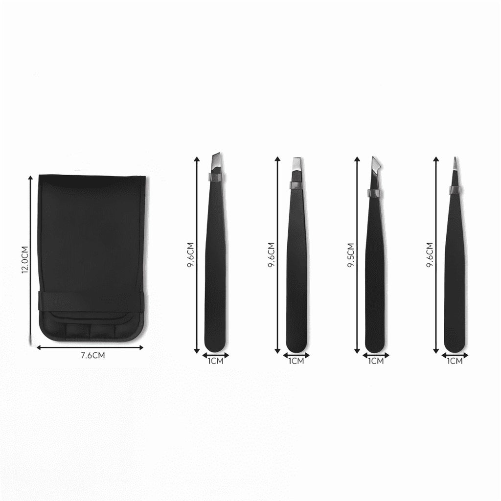 4-Pack Tweezers for Eyebrows, Facial Hair, Ingrown Hair Removal,  for Women and Men, Stainless Steel Precision Eyebrow Plucking Grooming with Case