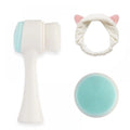 2-in-1 blue color manual silicone Massager facial cleansing brush to clean pores Exfoliating face brush