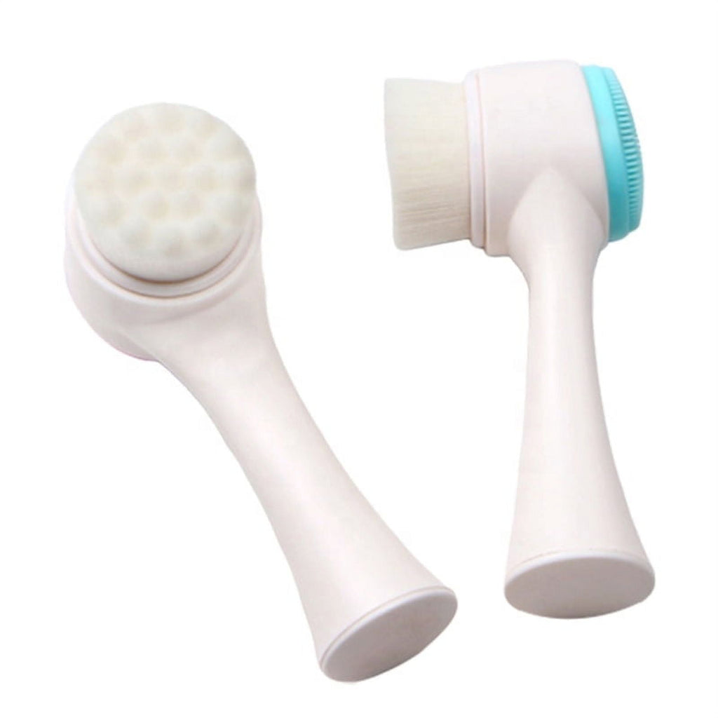 2-in-1 blue color manual silicone Massager facial cleansing brush to clean pores Exfoliating face brush