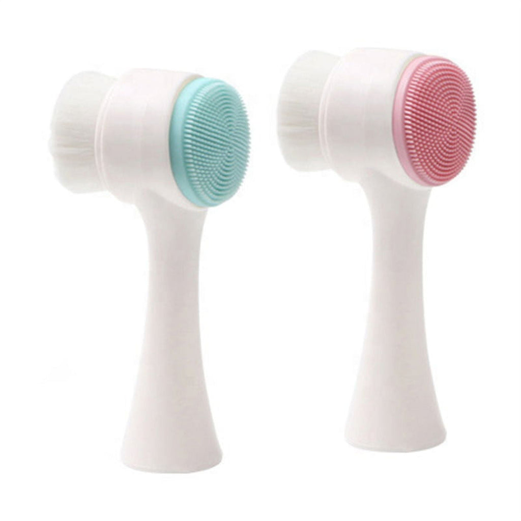 2-in-1 blue color manual silicone Massager facial cleansing brush to clean pores Exfoliating face brush