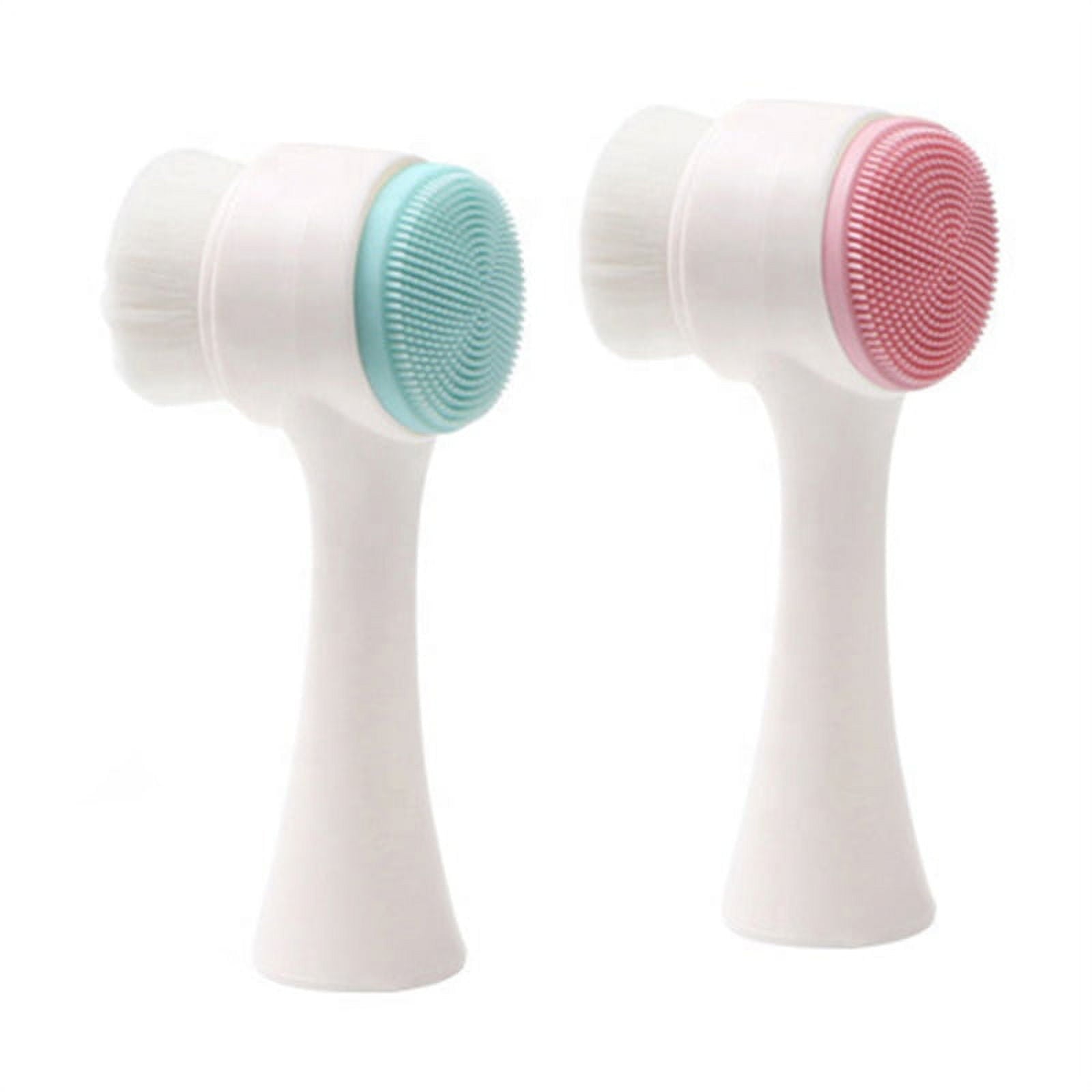 2-in-1 blue color manual silicone Massager facial cleansing brush to clean pores Exfoliating face brush
