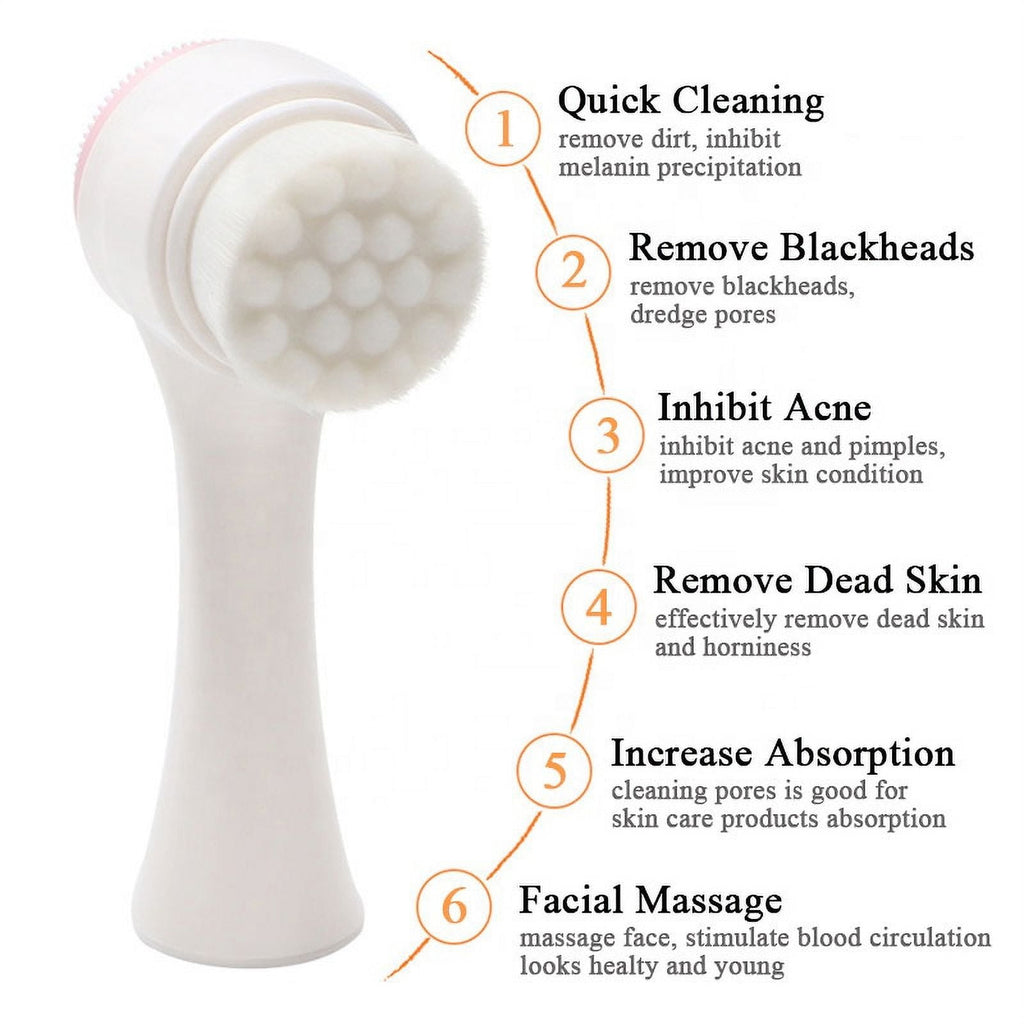 2-in-1 blue color manual silicone Massager facial cleansing brush to clean pores Exfoliating face brush