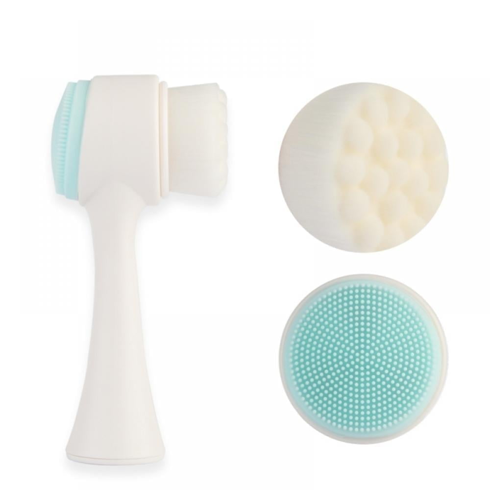 2-in-1 blue color manual silicone Massager facial cleansing brush to clean pores Exfoliating face brush