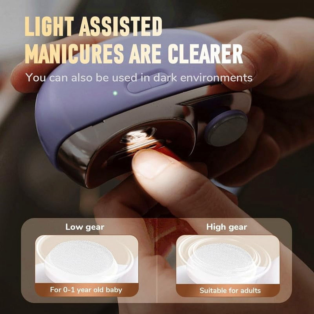 2 in 1 Electric Polishing Automatic Nail Clippers, Electric Toenail Clippers, 2025 New Electric Toe Nail Clippers for Seniors Adults Baby, Automatic Electric Nail Clippers Nail File with Light