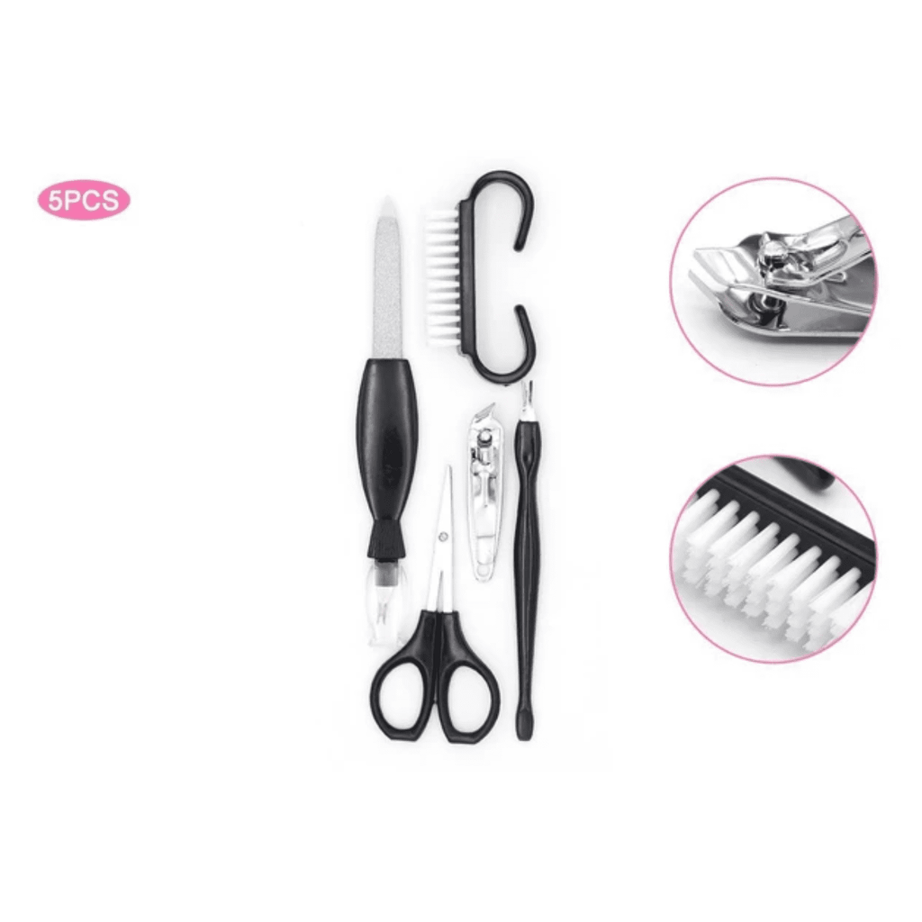 5-Piece Hand Repair Grooming Set with Nail Clipper, File, Scissors &amp; Brush