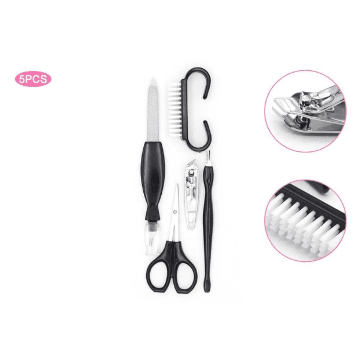 5-Piece Hand Repair Grooming Set with Nail Clipper, File, Scissors &amp; Brush