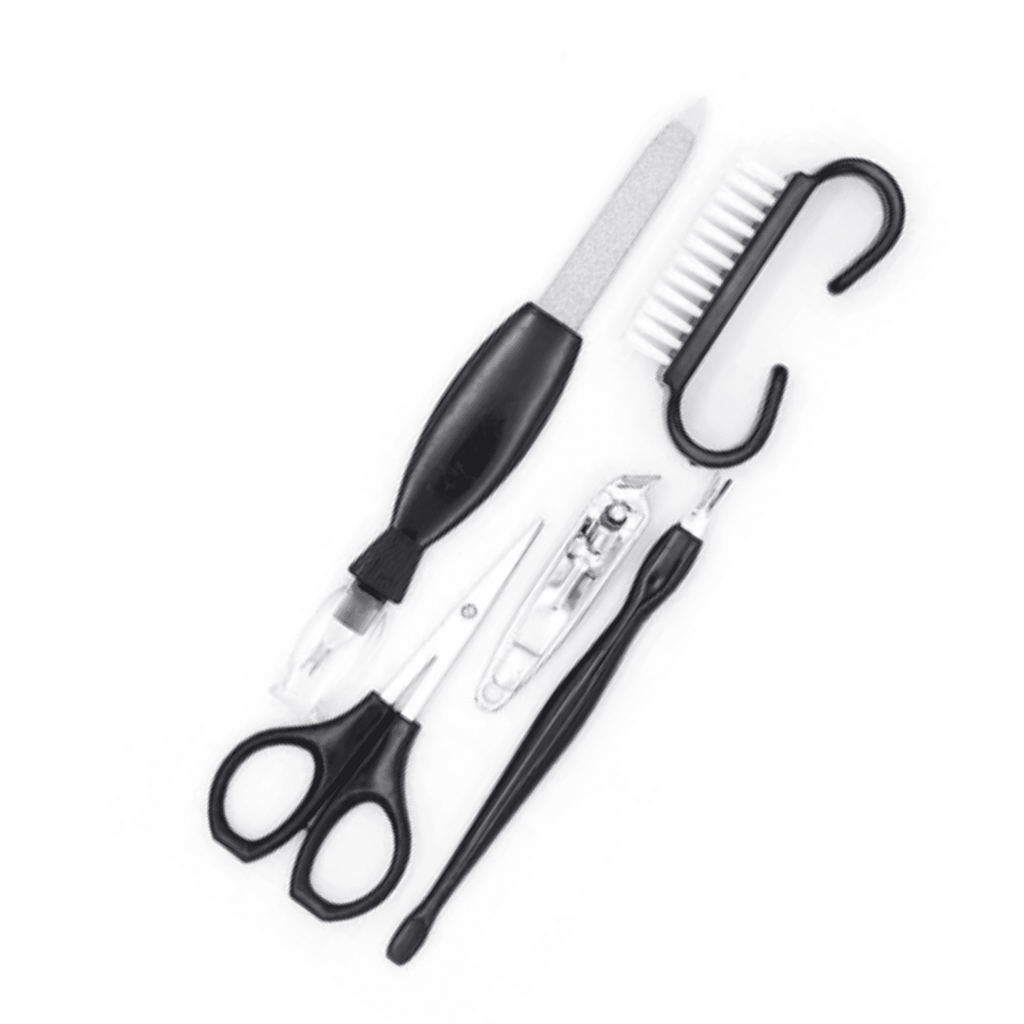 5-Piece Hand Repair Grooming Set with Nail Clipper, File, Scissors &amp; Brush