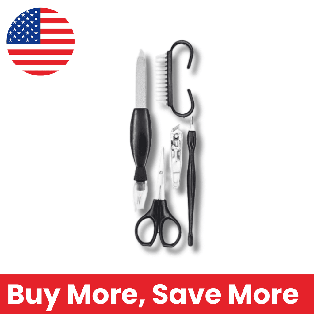 5-Piece Hand Repair Grooming Set with Nail Clipper, File, Scissors &amp; Brush