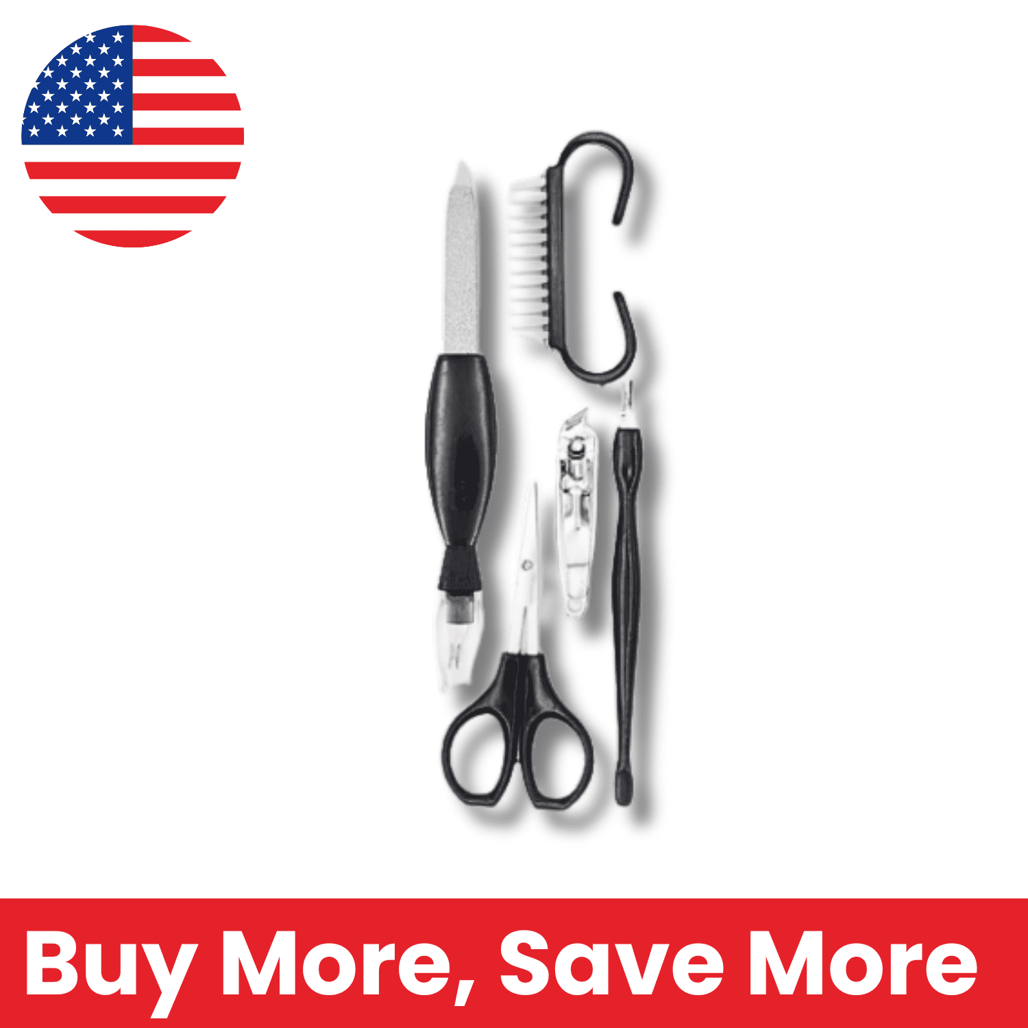 5-Piece Hand Repair Grooming Set with Nail Clipper, File, Scissors &amp; Brush