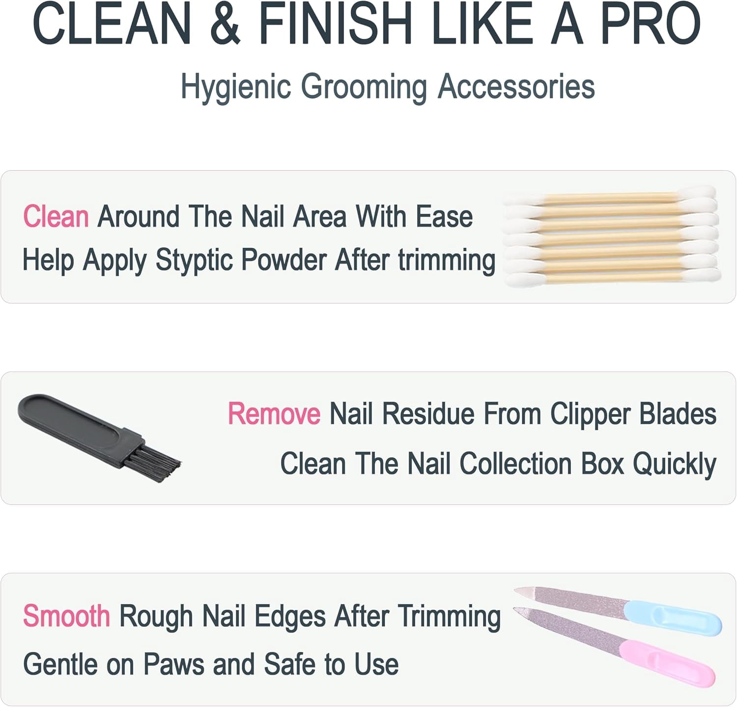 Kitten Nail Clippers Set, 3mm Safety Hole Splash-Free Nail Trimmer for Tiny Paws, Stress-Free Grooming Kit with Nail File, Cleaning Brush, Cotton Swabs, Zipper Bag